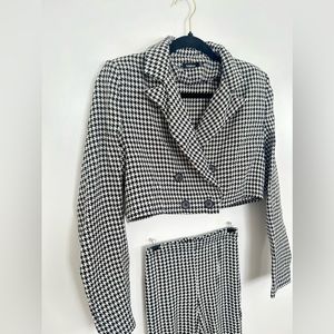 Boohoo Dogtooth Houndstooth Black & White Coord Set !